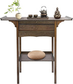 Bamboo MDF Altar Table with 2 Drawers and Storage Shelf, Retro Asian Design by Unknown