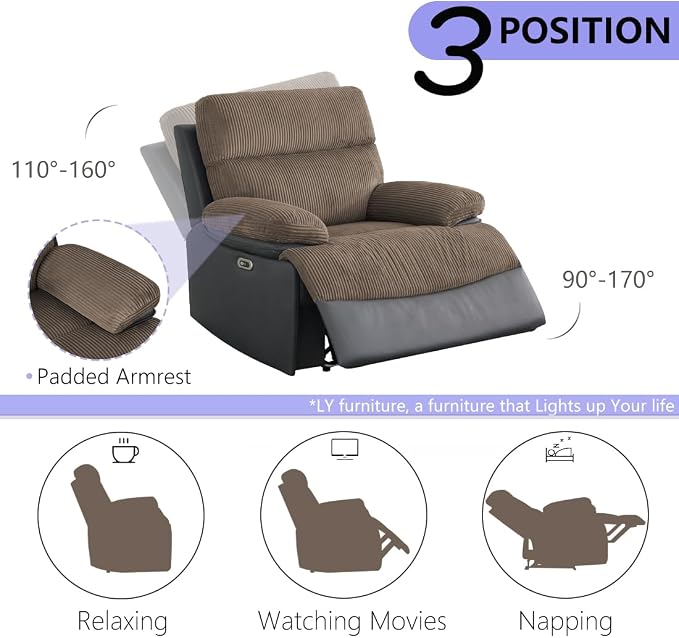 Fabric Power Reclining Sofa Set, Living Room Furniture Sets, Recliner Loveseat - Image 6