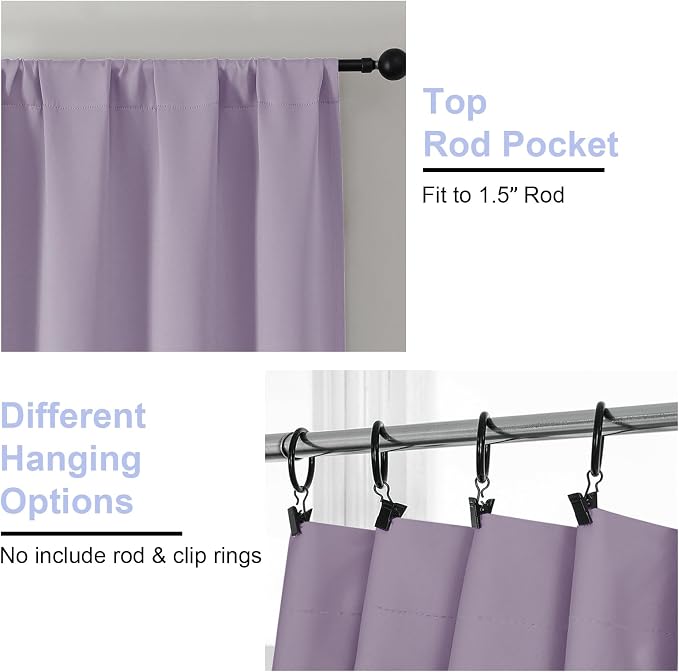 Simplebrand Ava Lilac Blackout Curtains - Image 4