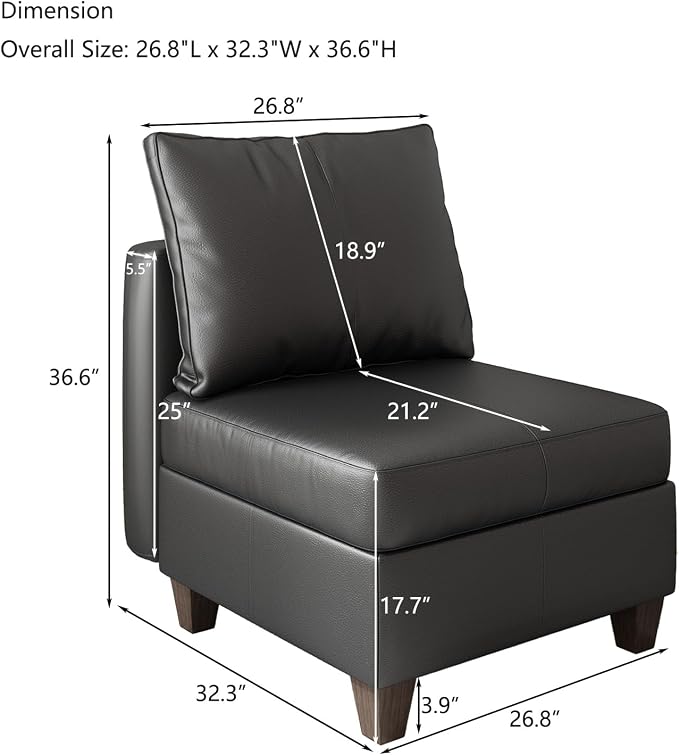 EASE MOOSE Middle Module Seat for Modular Sofa Armless Chair Customizable - Image 3