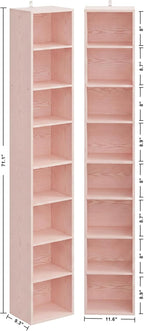 IRONCK Tall Narrow Bookshelf 8 Tiers 71in Set of 2, Compact Corner Bookcase - Image 3