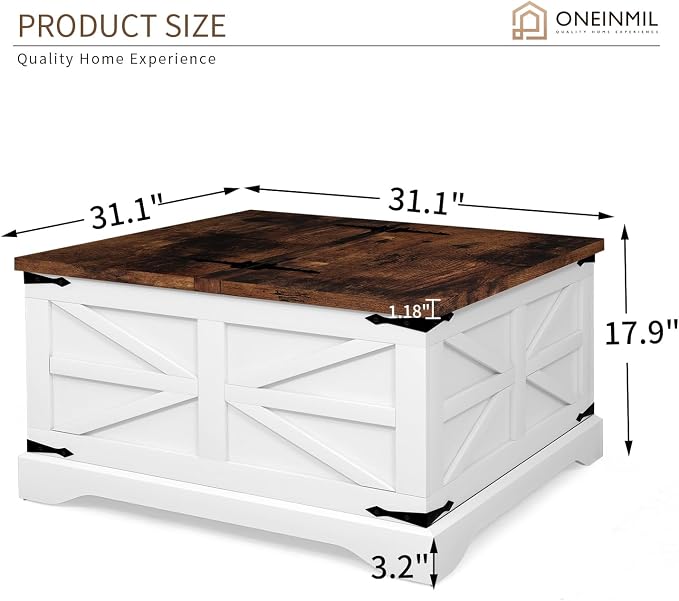 oneinmil 3-Piece Farmhouse Table Set Includes 31” Coffee Table and Side Tables - Image 2