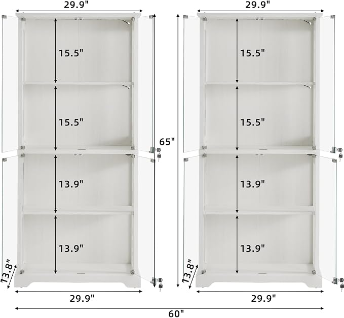 LELELINKY Farmhouse Display Cabinet Set of 2 - Image 3