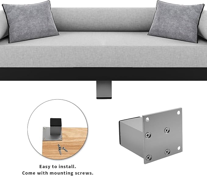 4Pcs 3Inch Metal Furniture Legs, Square Metal Cabinet Support Foot - Image 4
