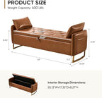 65" End of Bed Storage Bench, Leather Storage Bench - Image 2