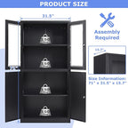71”H Display Cabinet with Adjustable Shelves, 4 Door Display Cabinets with - Image 3
