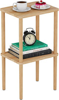 Solid Wood Side Table, 2-Tier Tall End Table by exilot