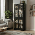 holzart Modern Black 5-Tier Display Cabinet - Image 3