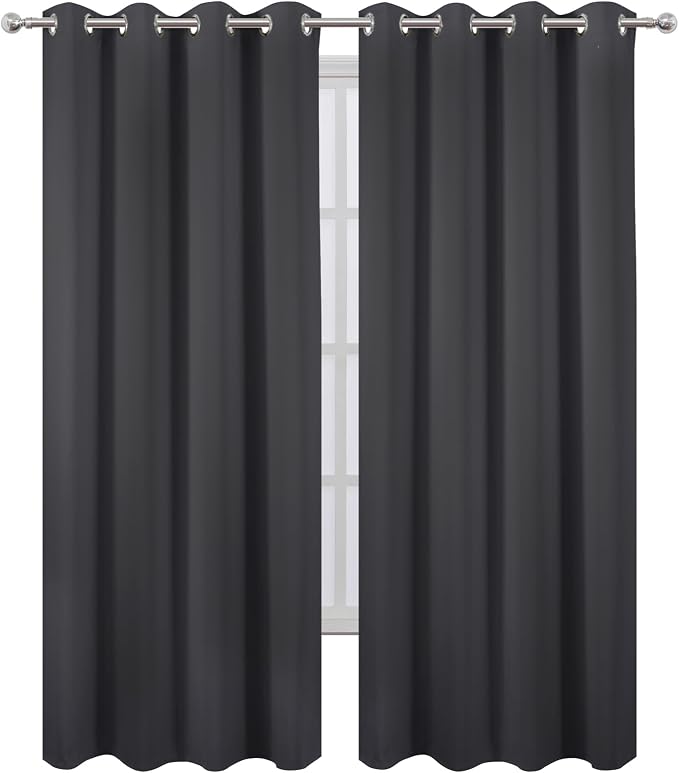 Blackout Curtains 52 x 108 inch/Dark Grey Curtains Set of 2 Panels/Thermal - Image 2