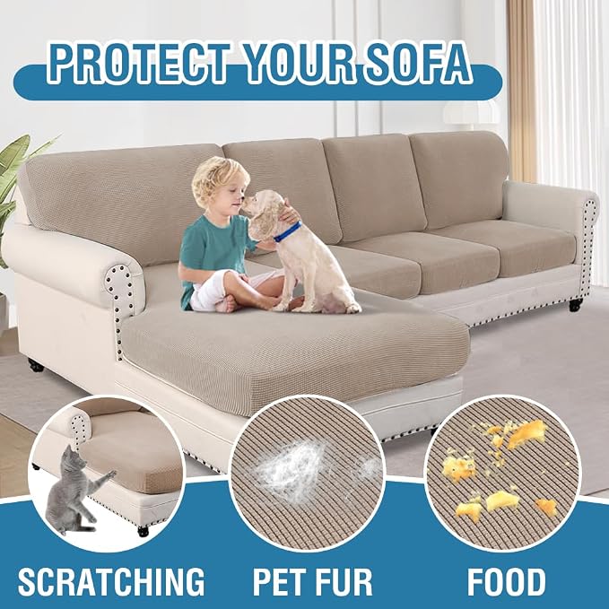 H.VERSAILTEX Sectional Couch Covers 8 Pieces Stretch Sofa Covers - Image 7