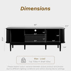 MAISONARIA 63" Black TV Stand, Fluted Entertainment Center - Image 3