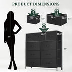 9-Drawer Dresser for Bedroom, Anti-Tip Tall Storage Organizer Chest of Drawers - Image 3