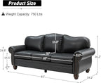 81" Genuine Leather Sofa, Classic 3-Seater Couchs - Image 2