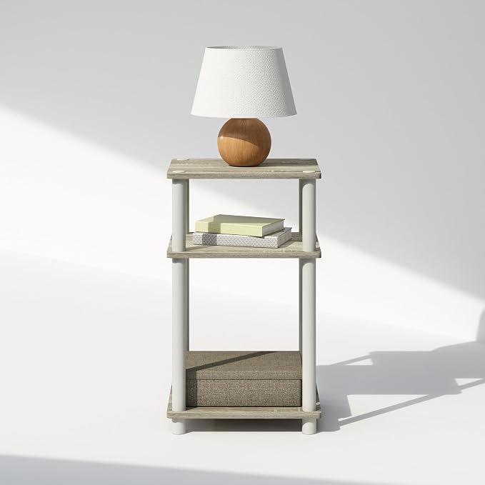 Furinno Just 3-Tier Turn-N-Tube Open Storage Nightstand, Plastic Poles - Image 4