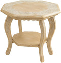 Hand Carved Wooden Octagon Coffee Table, Rustic Foldable Side Table Nightstand by TheWoodenTown