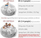 YudouTech (No Filler Bean Bag Chair Cover Without Filler, Big Round Soft Fluffy - Image 4