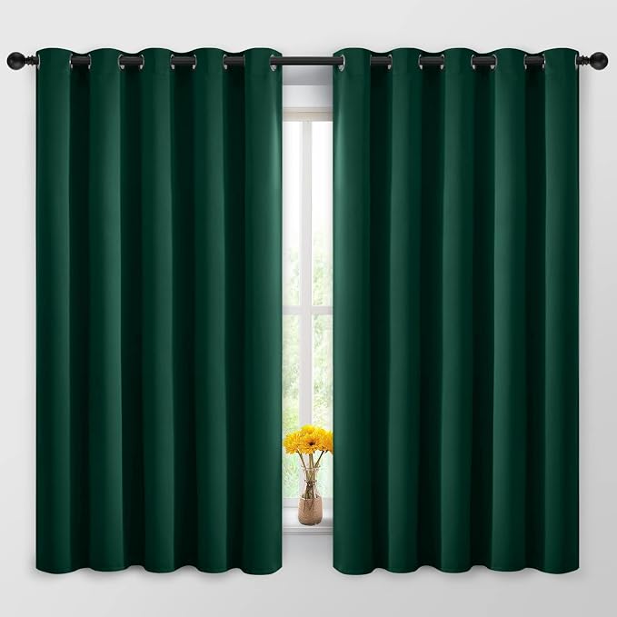 Yakamok Room Darkening Curtains 62x63 inch Length Dark Green-Living Room | 2 by Yakamok