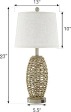 27” Natural Rattan Table Lamps Set of 2, Touch Switch, 3-Way Dimmable Bedside - Image 2