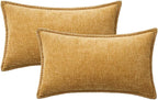MIULEE Decorative Lumbar Throw Pillow Covers 12x20 Inch Gold 2 Pack | Mustard - Image 8