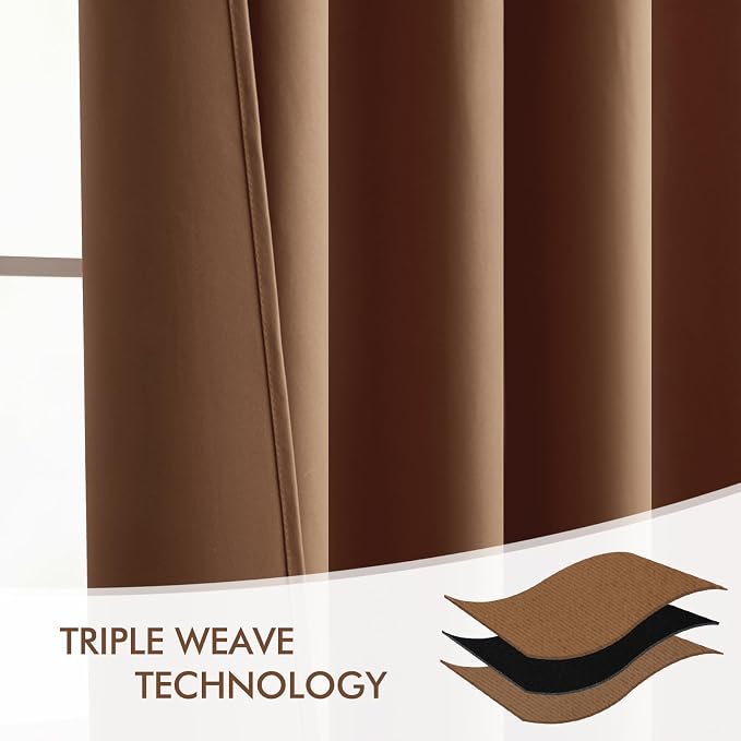 MIULEE Cappuccino Brown Back Tab Blackout Curtains 52"x96" Long 2 Panel Set | - Image 7