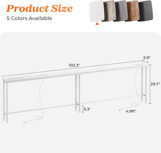 SUPERJARE 102.3 Inch Sofa Table - Image 3