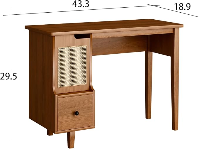 Vintage Style Desk with Storage Space and Drawer, Mid-Century Modern - Image 2