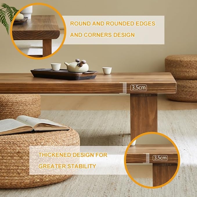 Japanese Floor Table, Vintage Tea Table Low Table, Rectangular Style Tatami - Image 6