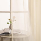 MIULEE Cream Beige Short Sheer Curtains 2 Panels, 29 x 30 Inches | Rod Pocket - Image 6