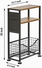 Skinny Side Table with Storage, 3 Tier Slim Side Tables - Image 3