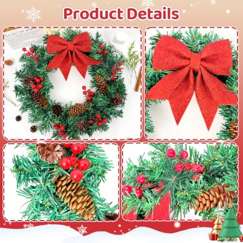 16 Inch Christmas Wreath for Front Door Artificial Christmas Wreath - Image 5