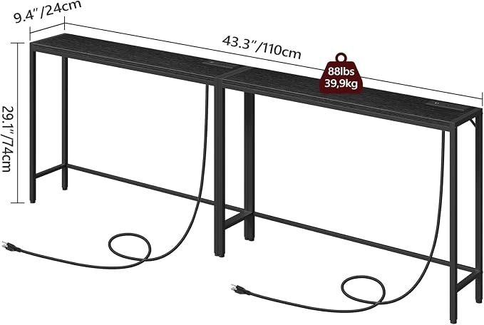 MAHANCRIS Console Table, 2 Pack Narrow Sofa Table, 43.3” Entrance Table - Image 3