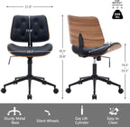 Armless Home Office Chair with Wheels, PU Leather Adjustable Height Computer - Image 2