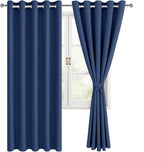 Blackout Curtains for Bedroom, 60 x 63 Inches Length Navy, 2 Panels | Thermal by Hiasan