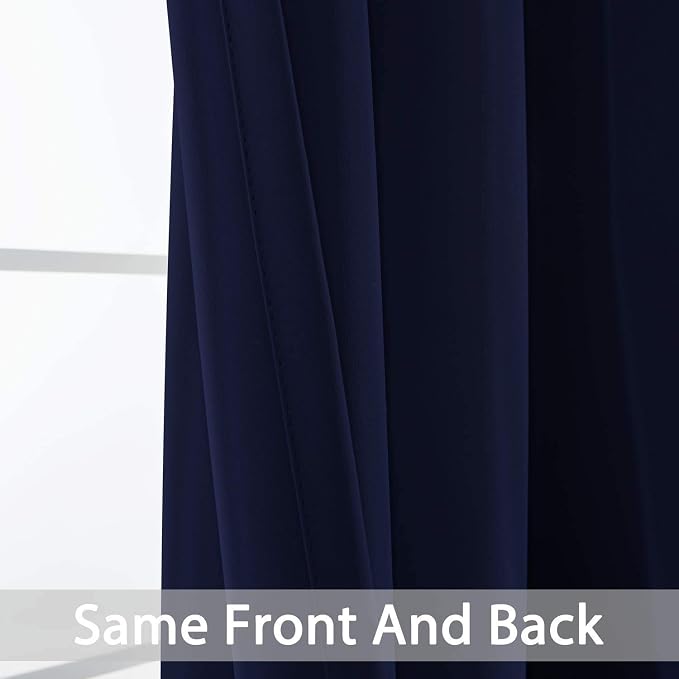 Yakamok Room Darkening Curtains 52x96 inch Length Navy Blue-Living Room | 2 - Image 6