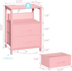 Yoobure Nightstand with Charging Station, Small Night Stand with Fabric Drawers - Image 3
