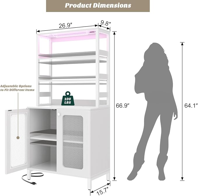Aheaplus Bar Cabinet with Power Outlets, Coffee Bar Station - Image 2