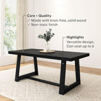 Plank+Beam 72 Inch Farmhouse Dining Table, Solid Wood Rustic Kitchen Table - Image 4