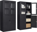 71”H Display Cabinet with Adjustable Shelves, 4 Door Display Cabinets with by AFAIF