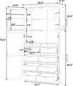 VilroCaz Freestanding Kitchen Pantry Tall Storage Cabinet, Wooden Kitchen - Image 2