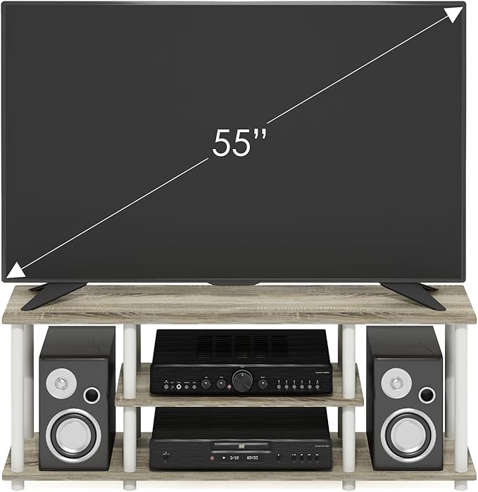 Furinno Turn-N-Tube No Tools 3D 3-Tier Entertainment TV Stand up to 50 inch TV - Image 4