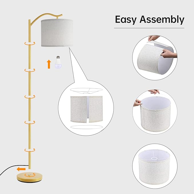 BoostArea Floor Lamp for Living Room, LED Arched Standing Lamp, Tall Modern - Image 7