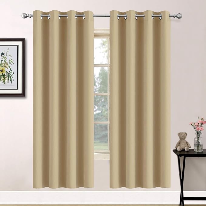 Yakamok Room Darkening Curtains 52x72 inch Length Beige-Living Room | 2 panels by Yakamok