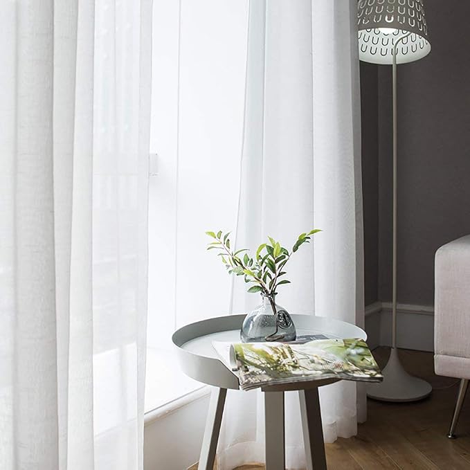 MIULEE White Window Sheer Curtains 2 Panels Width 38 x Length 72 Inches | Window - Image 5