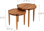 Leick Home Redonda Bay Side Tables 2 Pack, Natural Jequitiba, Small Table 21.6 - Image 3