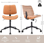 Home Office Chair No Arms with Wheels, Adjustable Height PU Leather Mid Back - Image 2