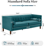 Dreamsir 78'' W Velvet Sofa, Mid-Century Love Seats Sofa Furniture - Image 2