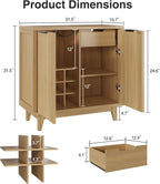 Fluted Coffee Bar Cabinet with Storage, Modern Sideboard Buffet Cabinet with - Image 2
