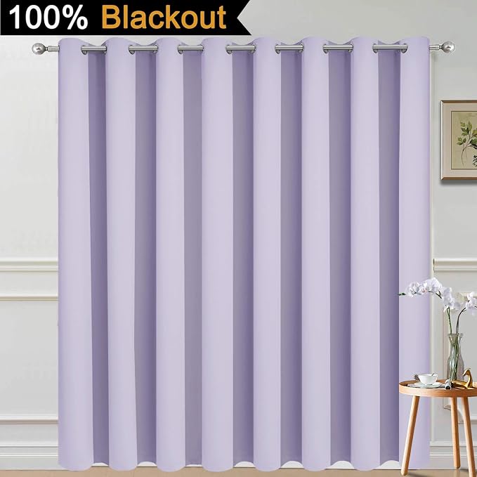 Yakamok Lilac 100% Blackout Patio Door Curtain Panels W100 x L96, 1 Panel | - Image 2