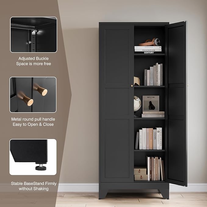 Yizosh Metal Pantry Cabinet, Cupboard - Image 6