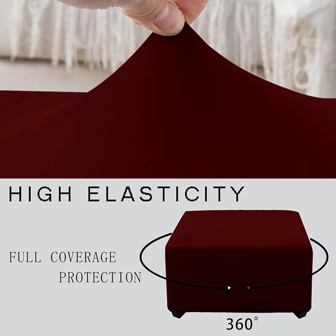 Super Stretch Ottoman Cover- Soft Form Fit Ottoman Cover Rectangular Ottoman - Image 5
